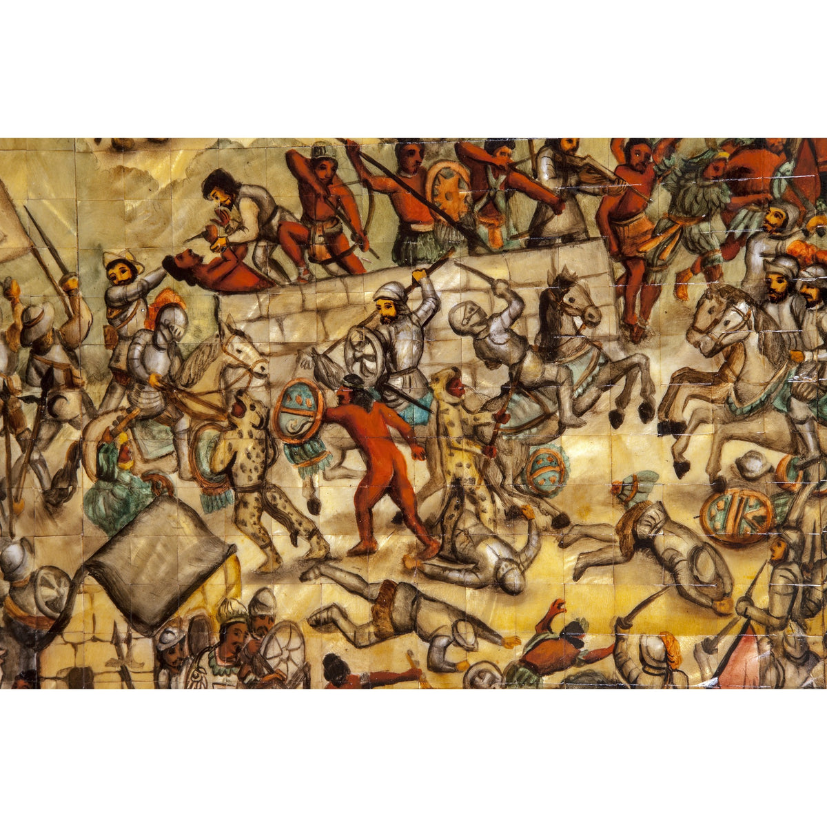 La Conquista de Mexico / Mexican Folk Art Inlay Nacre Frame