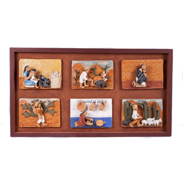 Historia de mi pueblo / Ceramics Mexican Folk Art Clay Frame