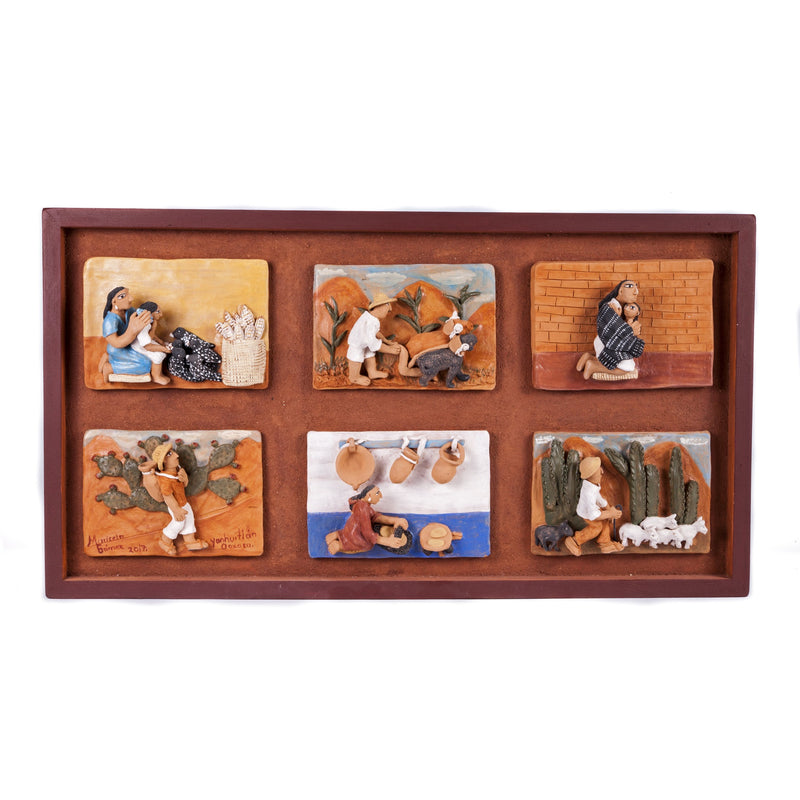 Historia de mi pueblo / Ceramics Mexican Folk Art Clay Frame