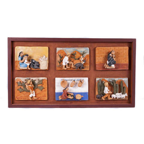 Historia de mi pueblo / Ceramics Mexican Folk Art Clay Frame