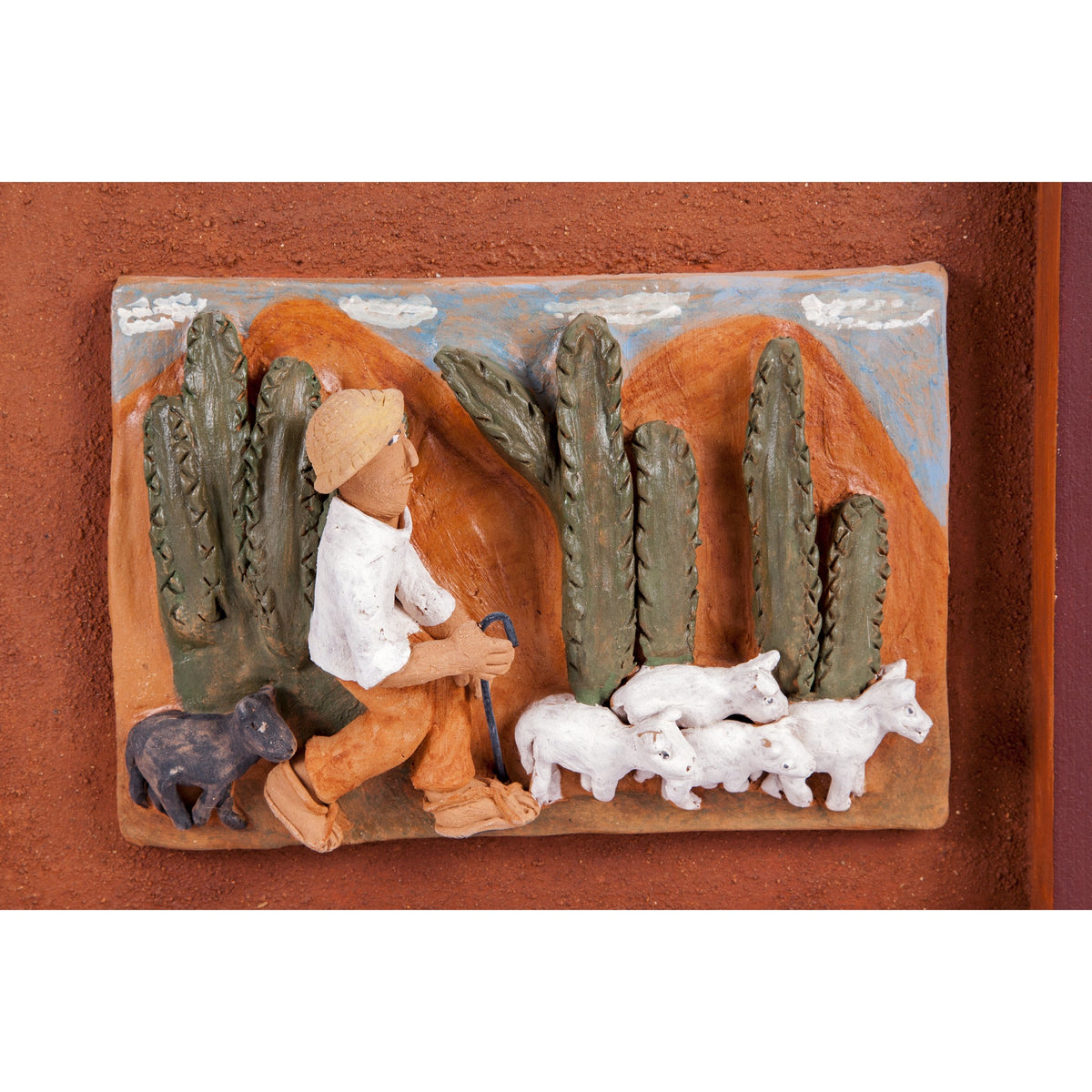 Historia de mi pueblo / Ceramics Mexican Folk Art Clay Frame
