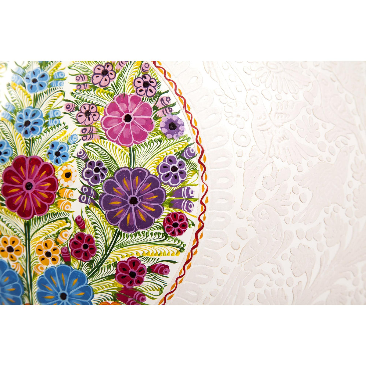 Costurero Blanco y Rallado / Lacquer Mexican Folk Art