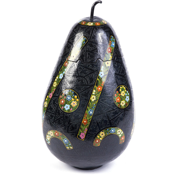 Costurero negro rayado / Lacquer Mexican Folk Art