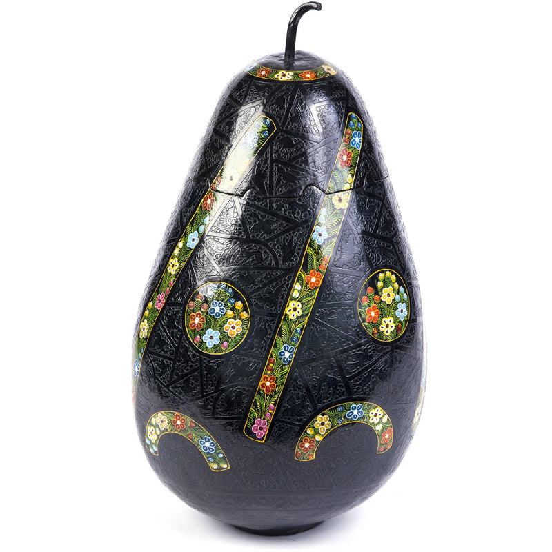 Costurero negro rayado / Lacquer Mexican Folk Art