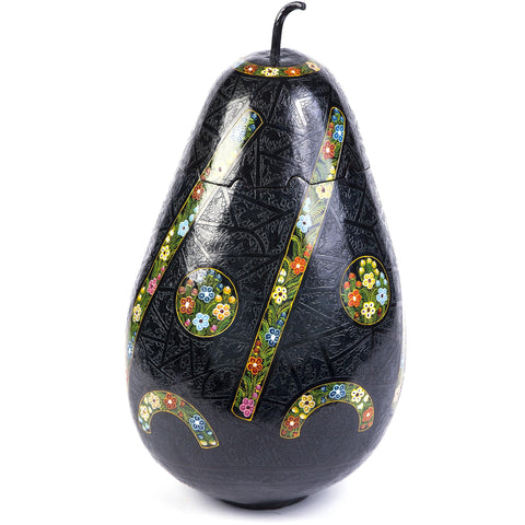 Costurero negro rayado / Lacquer Mexican Folk Art