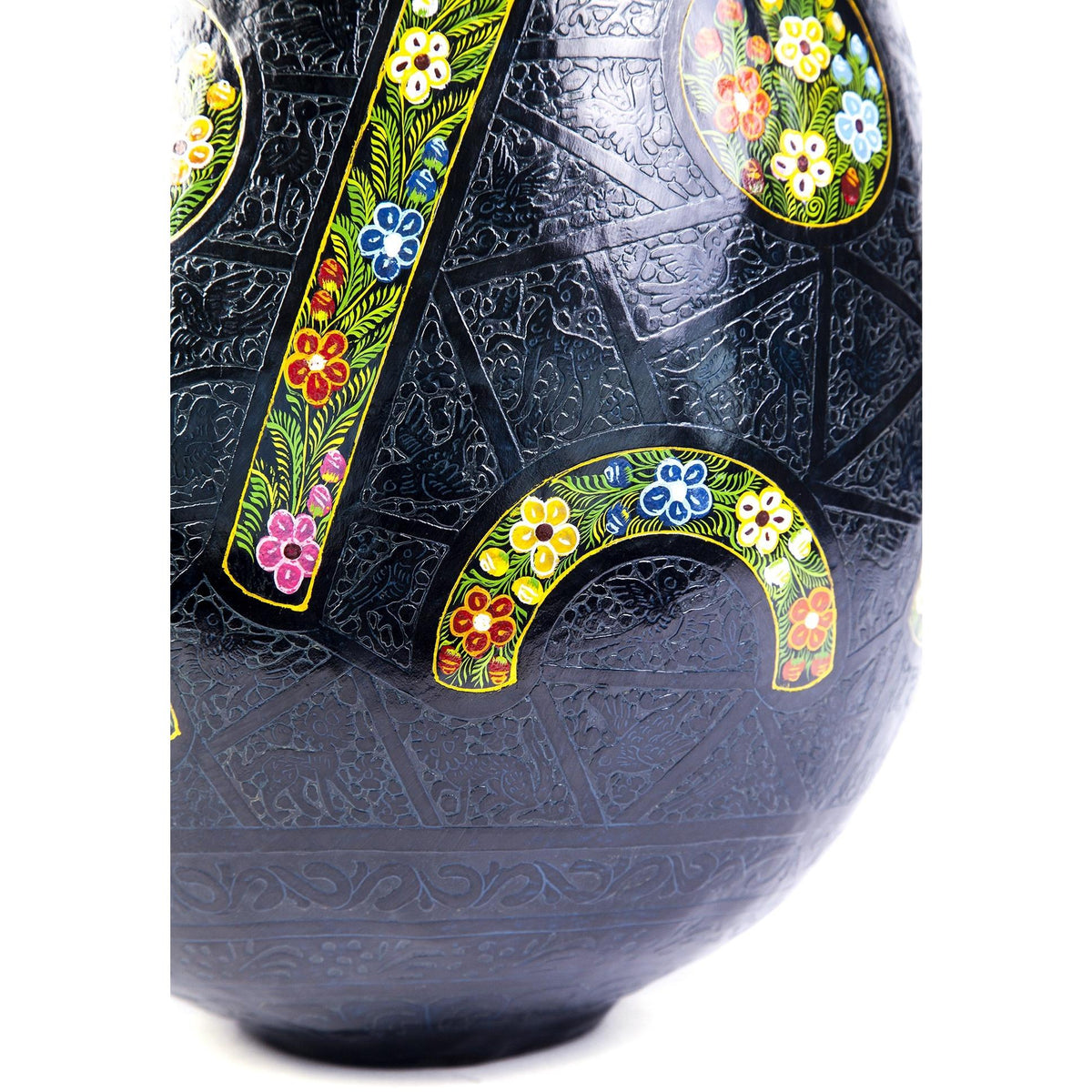 Costurero negro rayado / Lacquer Mexican Folk Art