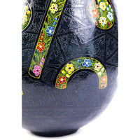Costurero negro rayado / Lacquer Mexican Folk Art