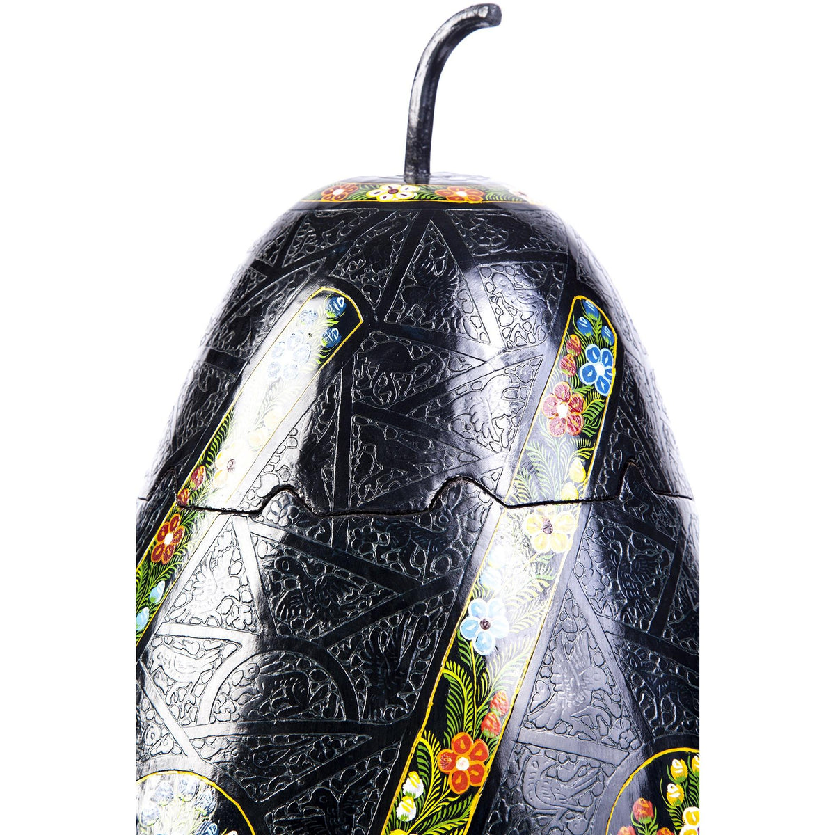 Costurero negro rayado / Lacquer Mexican Folk Art