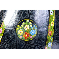 Costurero negro rayado / Lacquer Mexican Folk Art
