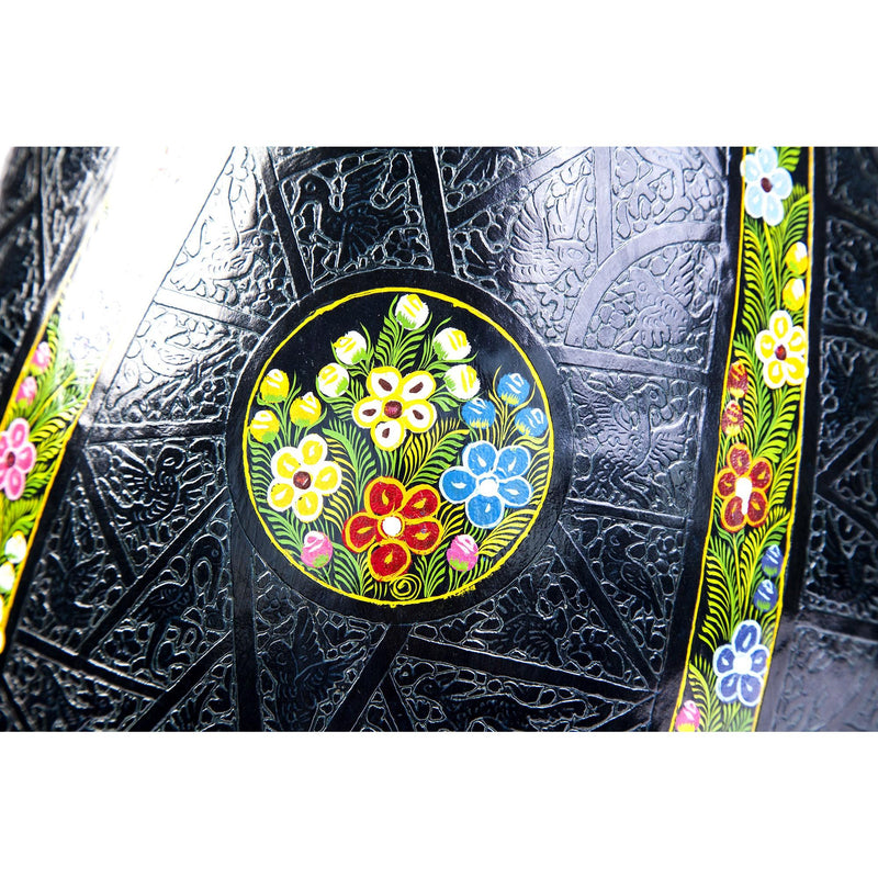 Costurero negro rayado / Lacquer Mexican Folk Art