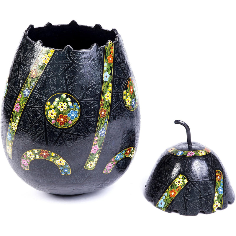 Costurero negro rayado / Lacquer Mexican Folk Art