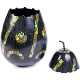 Costurero negro rayado / Lacquer Mexican Folk Art