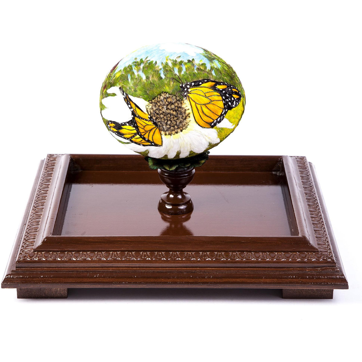 Huevo Avestruz Mariposa Monarca / Mexican Folk Art Featherwork