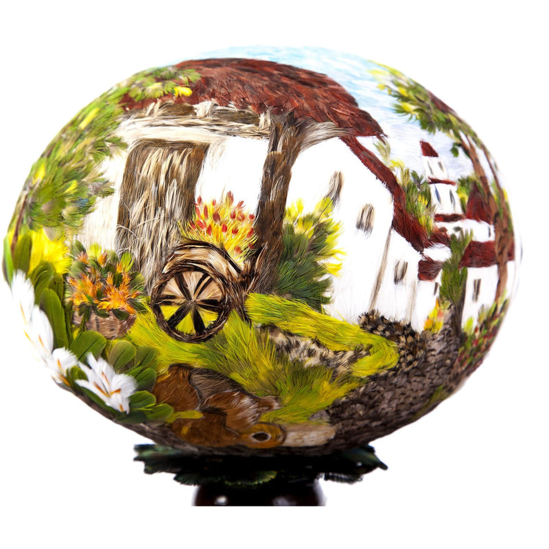 Huevo Avestruz Mariposa Monarca / Mexican Folk Art Featherwork