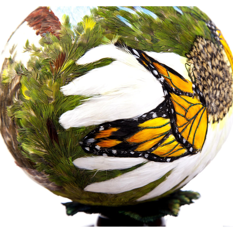 Huevo Avestruz Mariposa Monarca / Mexican Folk Art Featherwork