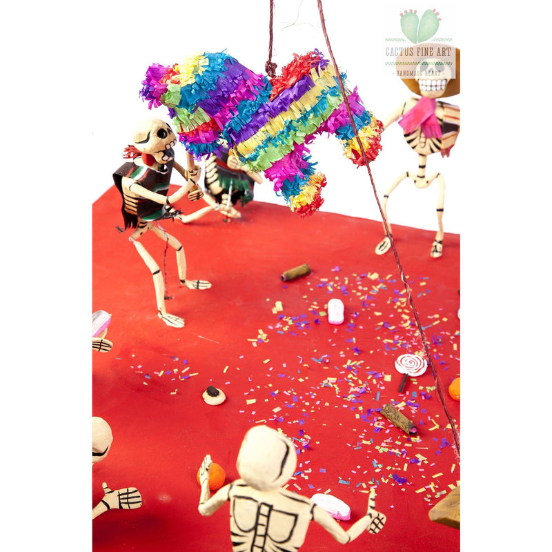 Piñata en mi Pueblo / Mexican Mechanical Folk Art Carton Sculpture