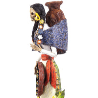Catrina Vendedora / Mexican Folk Art Sculpture Featherwork and Ceramics