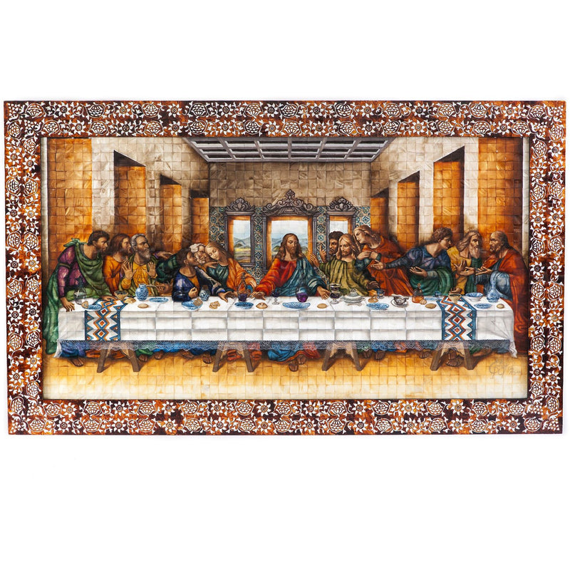 La Ultima Cena Colonial / Mexican Folk Art Inlay Nacre Frame