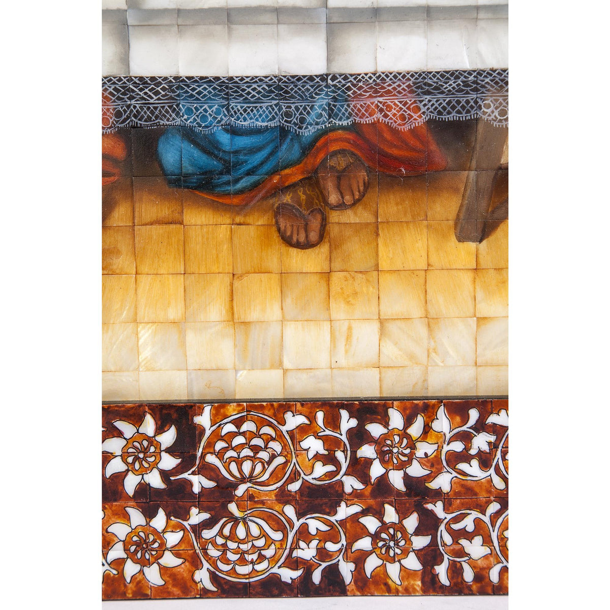 La Ultima Cena Colonial / Mexican Folk Art Inlay Nacre Frame