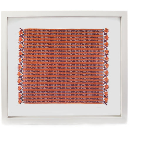 Tapete Miniatura Naranja y Rojo / Textiles Mexican Folk Art Miniature Rug