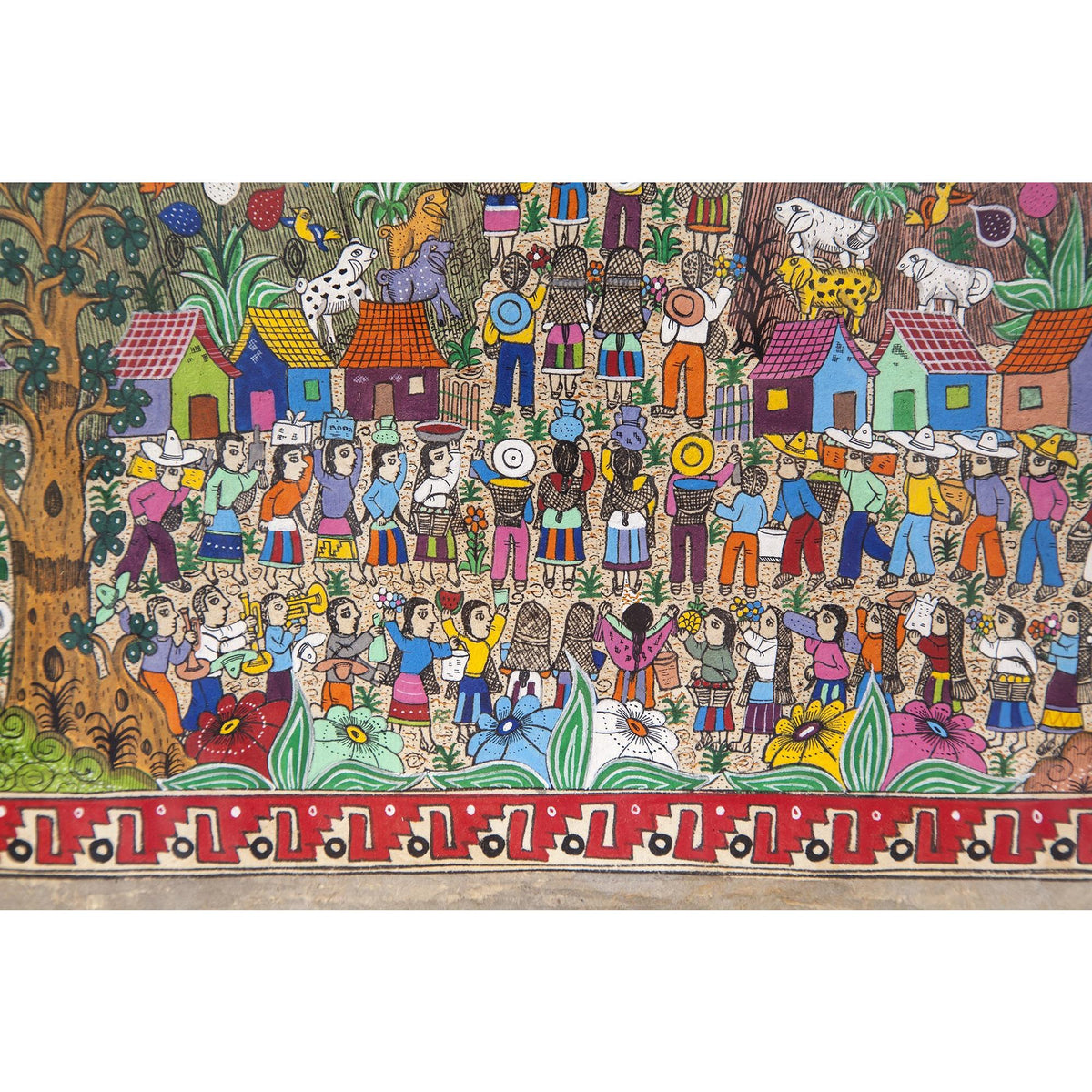 Nacimiento en Xalitla / Amate Paper Mexican Folk Art Painting Frame Nativity
