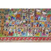 Nacimiento en Xalitla / Amate Paper Mexican Folk Art Painting Frame Nativity