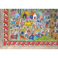 Nacimiento en Xalitla / Amate Paper Mexican Folk Art Painting Frame Nativity