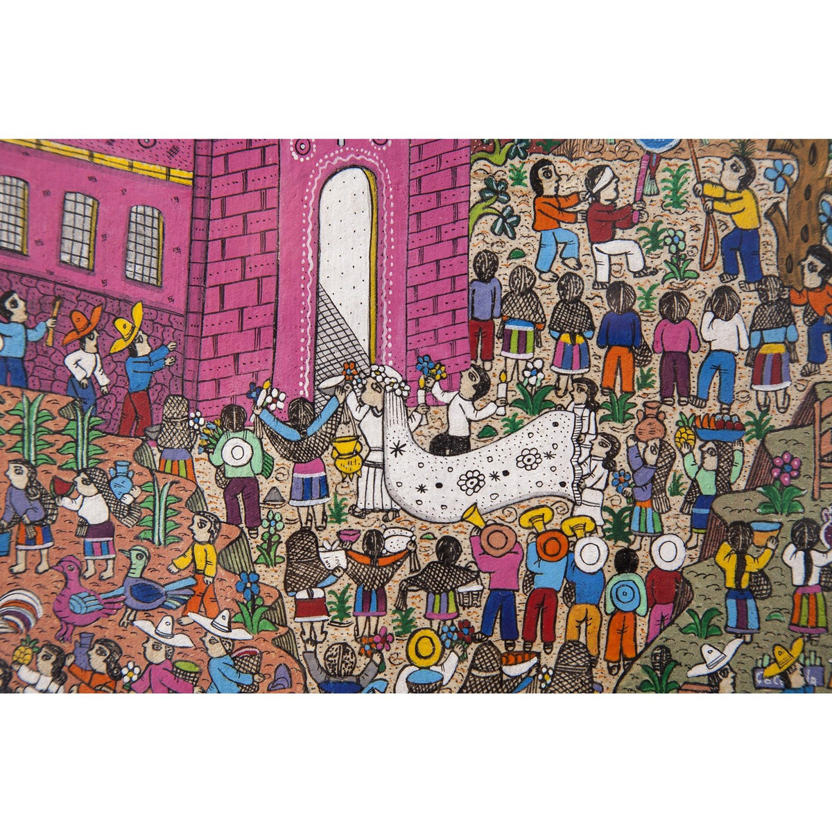 Nacimiento en Xalitla / Amate Paper Mexican Folk Art Painting Frame Nativity