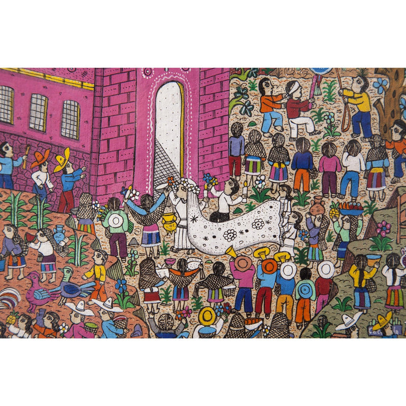 Nacimiento en Xalitla / Amate Paper Mexican Folk Art Painting Frame Nativity