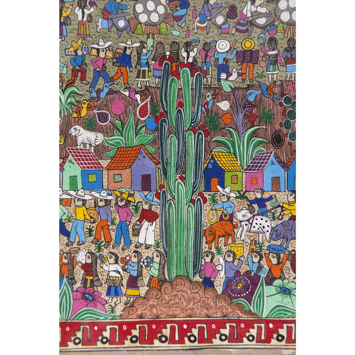 Nacimiento en Xalitla / Amate Paper Mexican Folk Art Painting Frame Nativity