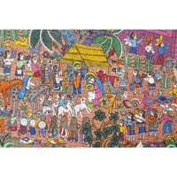 Nacimiento en Xalitla / Amate Paper Mexican Folk Art Painting Frame Nativity
