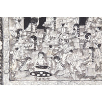 Preparando las festividades del nacimiento / Amate Paper Mexican Folk Art Painting Frame Nativity