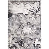 Preparando las festividades del nacimiento / Amate Paper Mexican Folk Art Painting Frame Nativity