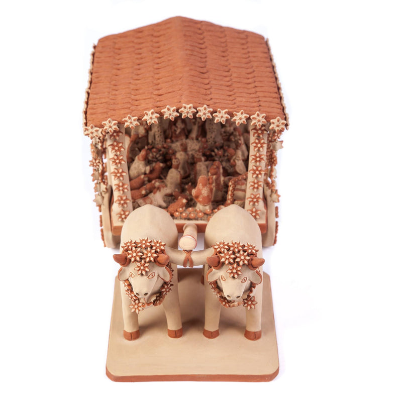 Carreta con Nacimiento / Ceramics Mexican Folk Art Clay Nativity
