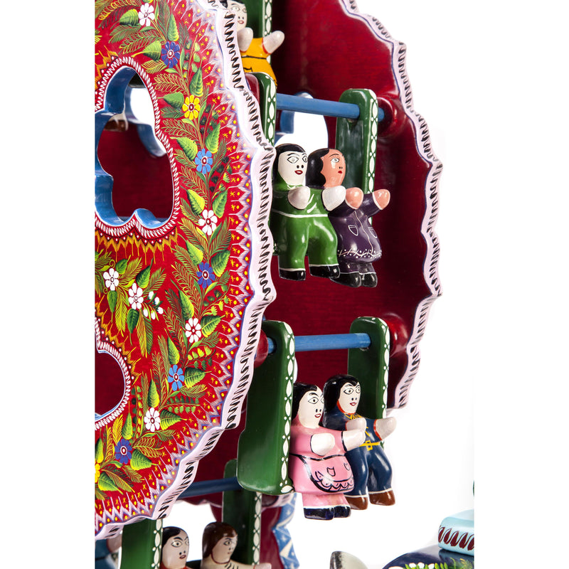La Rueda de la Fortuna / Woodcarving Lacquer Mexican Folk Art
