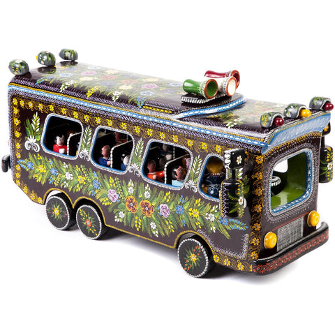 El Autobus / Woodcarving Lacquer Mexican Folk Art
