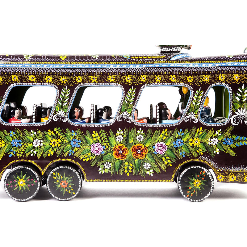 El Autobus / Woodcarving Lacquer Mexican Folk Art