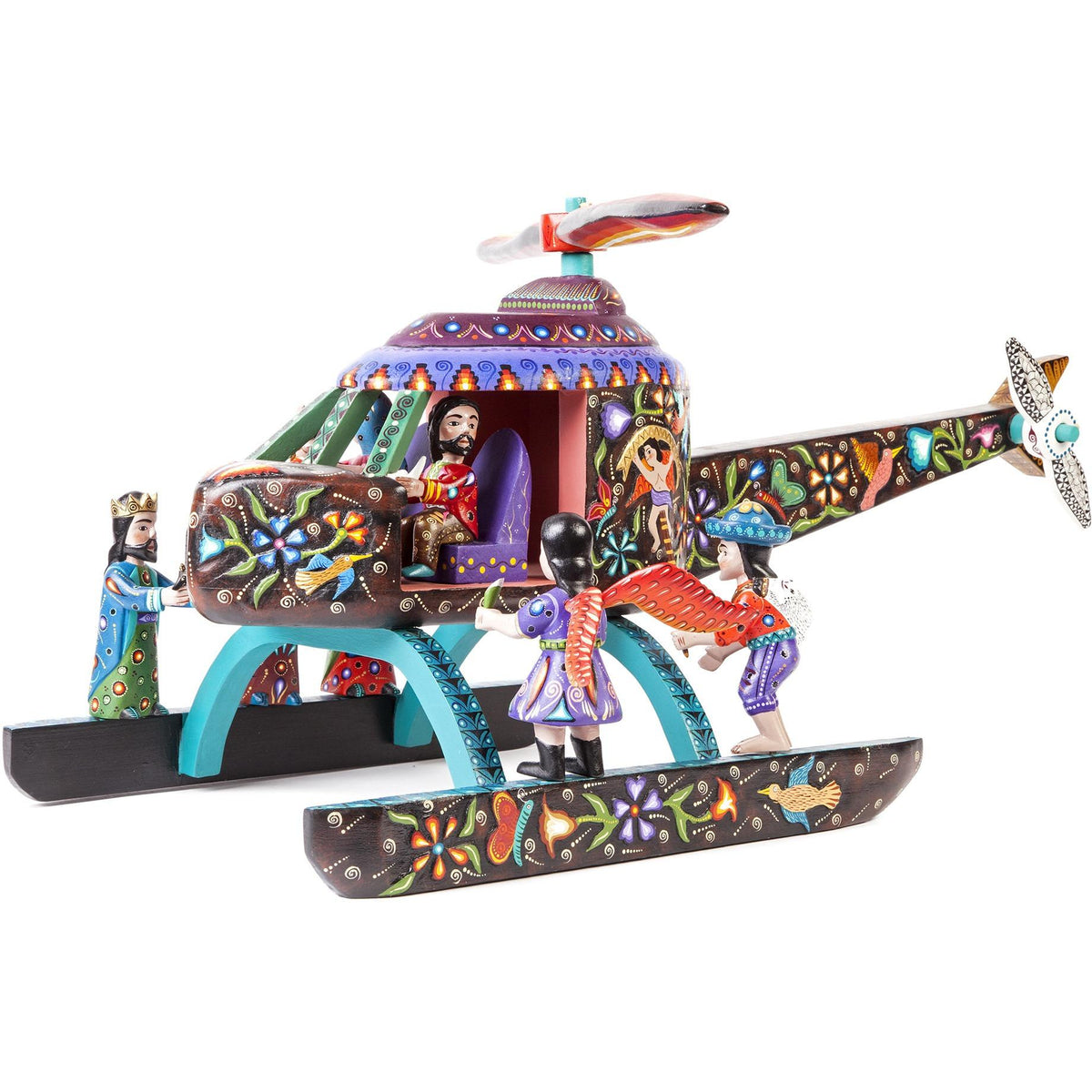 Nacimiento Helicoptero / Woodcarving Mexican Folk Art Sculpture Nativity