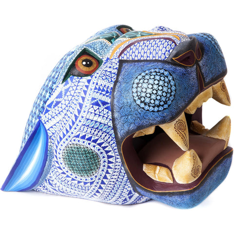Mascara Balam Jade / Woodcarving Alebrije Mexican Folk Art Sculpture