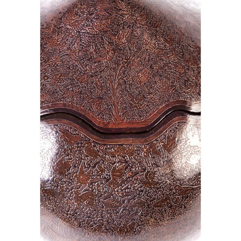 Costurero Cafe Rayado / Lacquer Mexican Folk Art