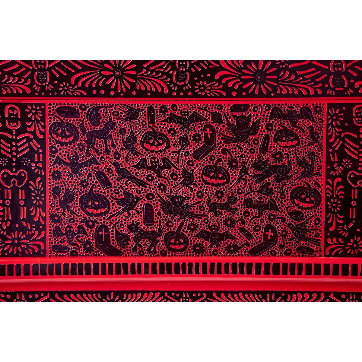 Baul Dia de Muertos / Woodcarving Lacquer Mexican Folk Art