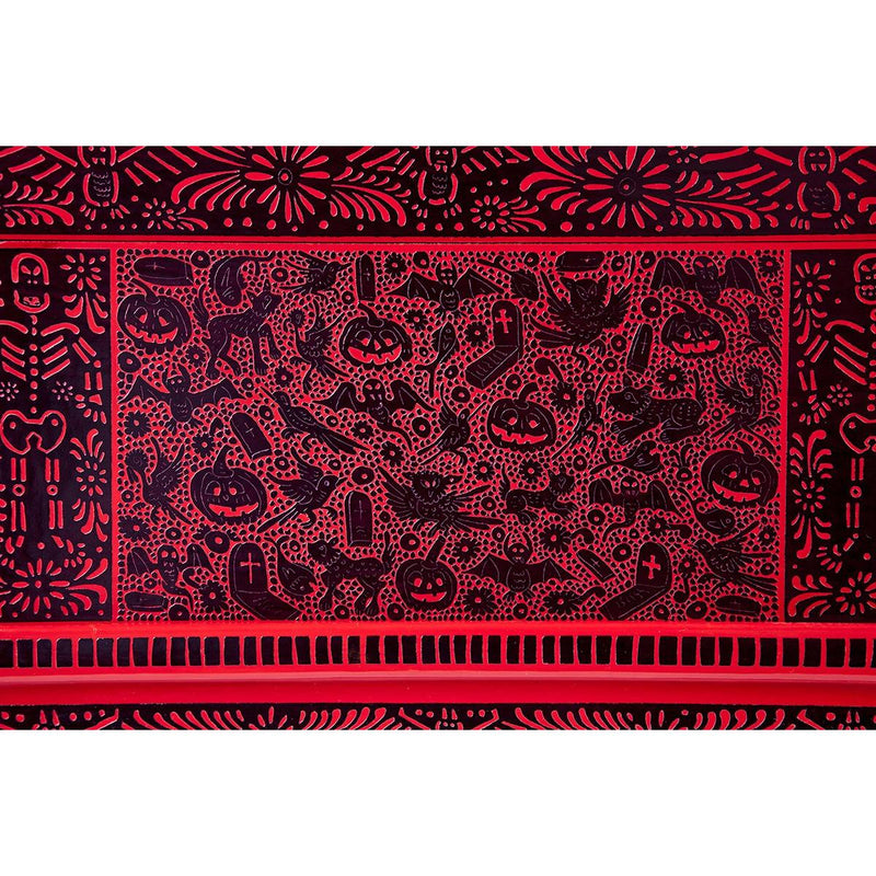 Baul Dia de Muertos / Woodcarving Lacquer Mexican Folk Art