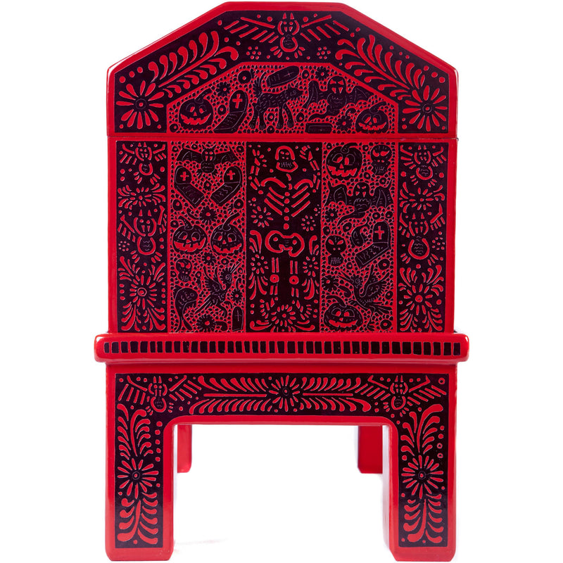 Baul Dia de Muertos / Woodcarving Lacquer Mexican Folk Art