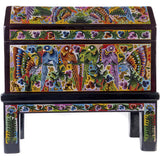 Baul Fauna Selvatica color vino / Woodcarving Lacquer Mexican Folk Art