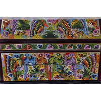 Baul Fauna Selvatica color vino / Woodcarving Lacquer Mexican Folk Art