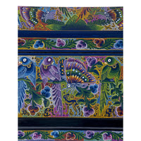 Baul Fauna Selvatica color azul / Woodcarving Lacquer Mexican Folk Art