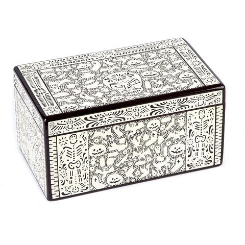 Caja Dia de Muertos / Woodcarving Lacquer Mexican Folk Art