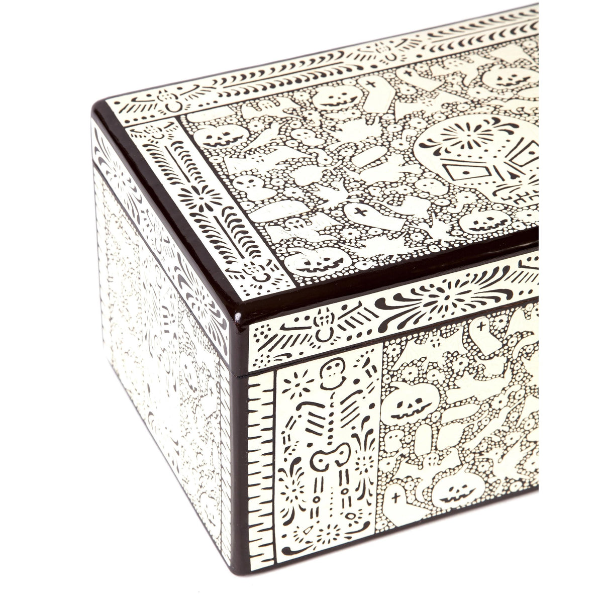 Caja Dia de Muertos / Woodcarving Lacquer Mexican Folk Art