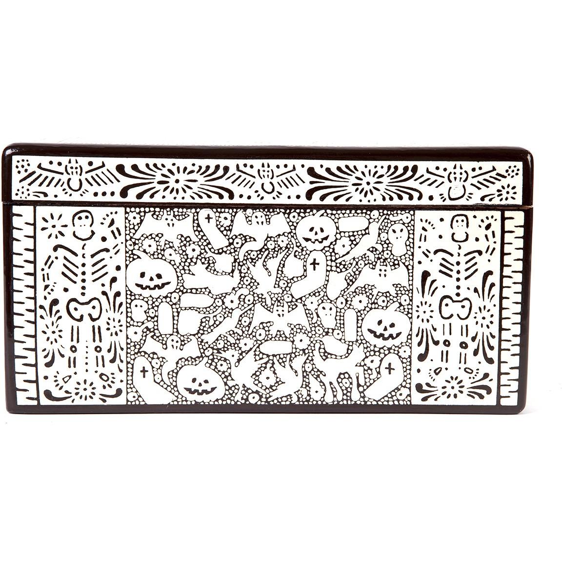 Caja Dia de Muertos / Woodcarving Lacquer Mexican Folk Art