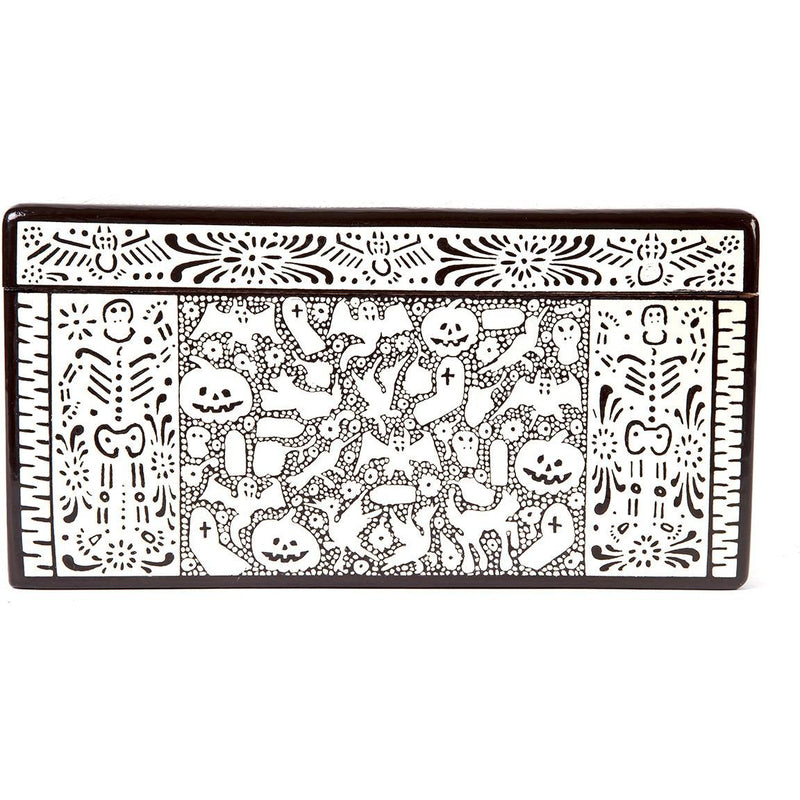 Caja Dia de Muertos / Woodcarving Lacquer Mexican Folk Art